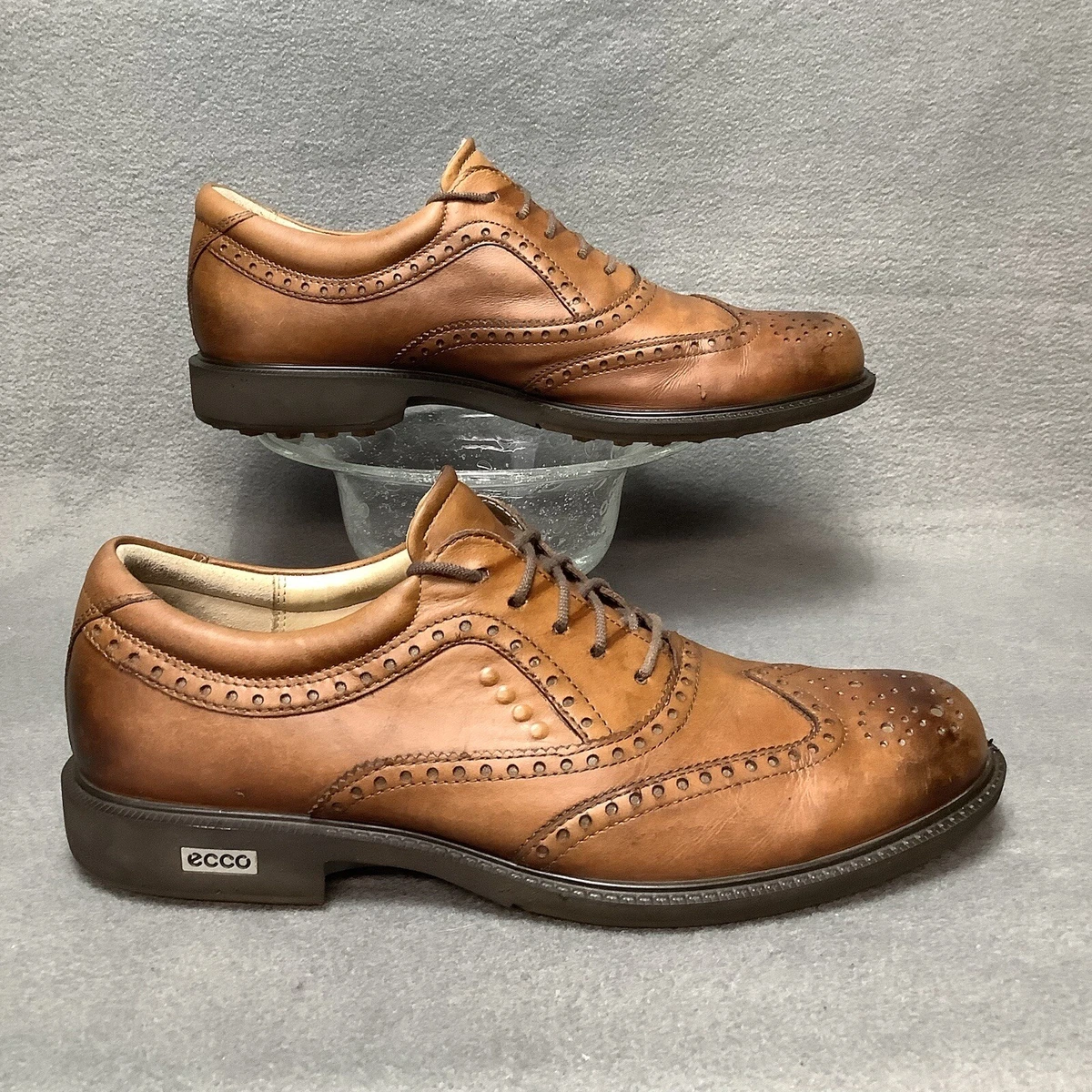 ECCO TOUR HYBRID HYDROMAX Wingtip Brogue Brown Leather Golf men | eBay