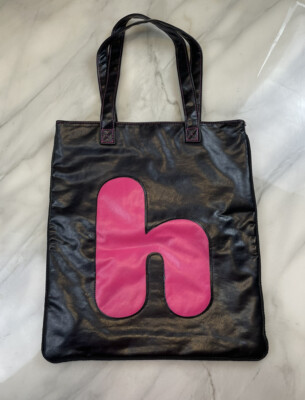 Fashion Express FE Y2K Monogrammed “h” Tote Shoulder Bag Black