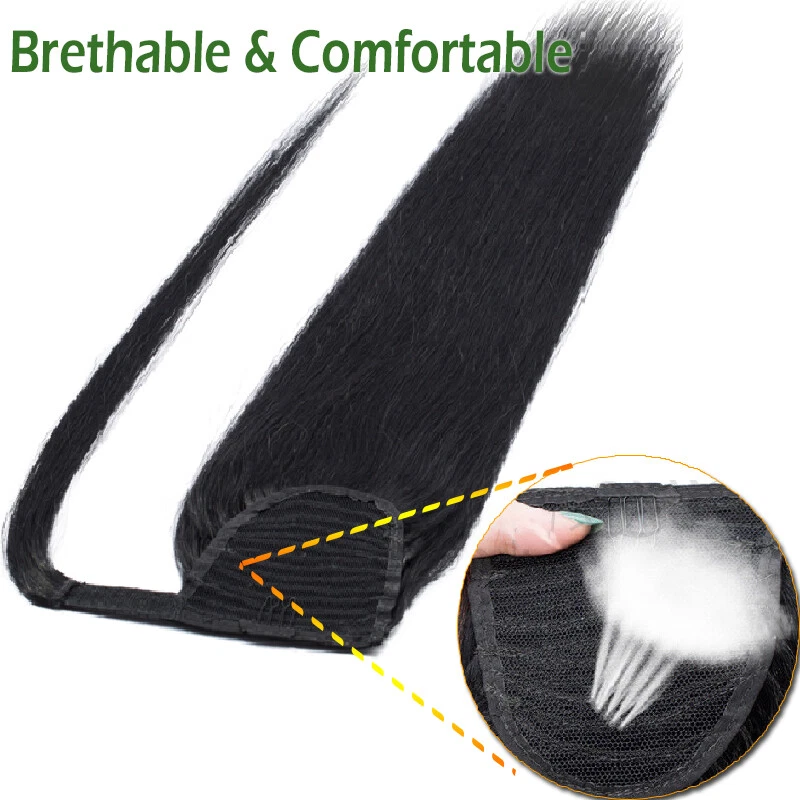 100% Real New Clip In REMY HUMAN Hair Extension Pony Tail Wrap Around Ponytail L - Image 2 of 4