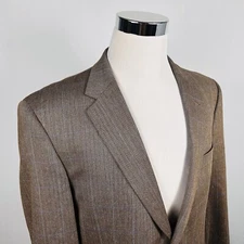 Mark Shale x Coppley 46L Sport Coat Silk Wool Beige Herringbone Plaid Two Button