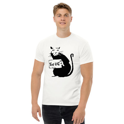Rat You LIE  Bansky  t-shirt (men women kids) WHITE ONLY