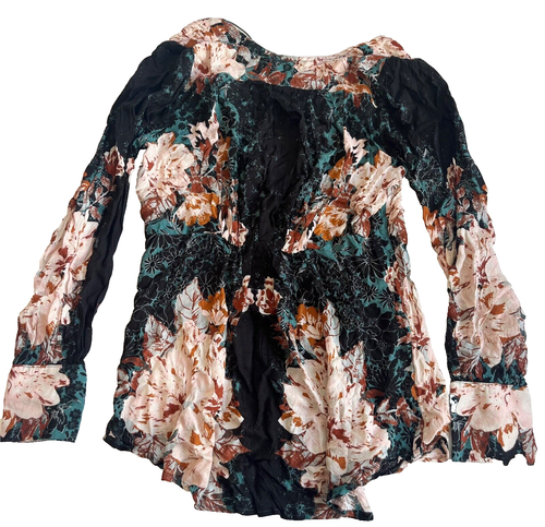 Free People Mikayla bedruckte Tunika grün Balsam Top Gr. M neu mit Etikett $ 128 * - Bild 4 von 8