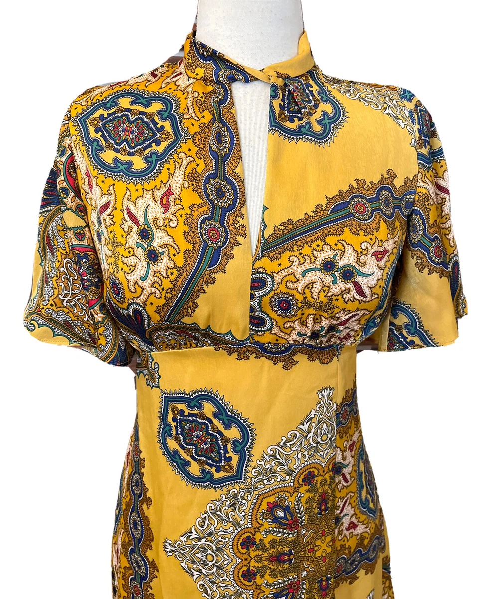 Zara gold store silk dress