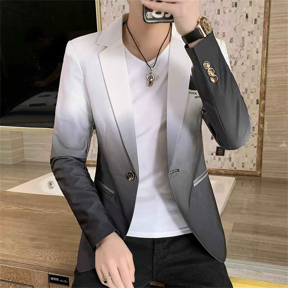 Men Formal Work Blazer Jacket Business Casual Button Slim Fit Suit Coat Tops