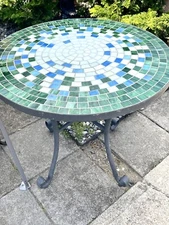 Vintage STAINED GLASS Party Patio Outdoor Tea Table