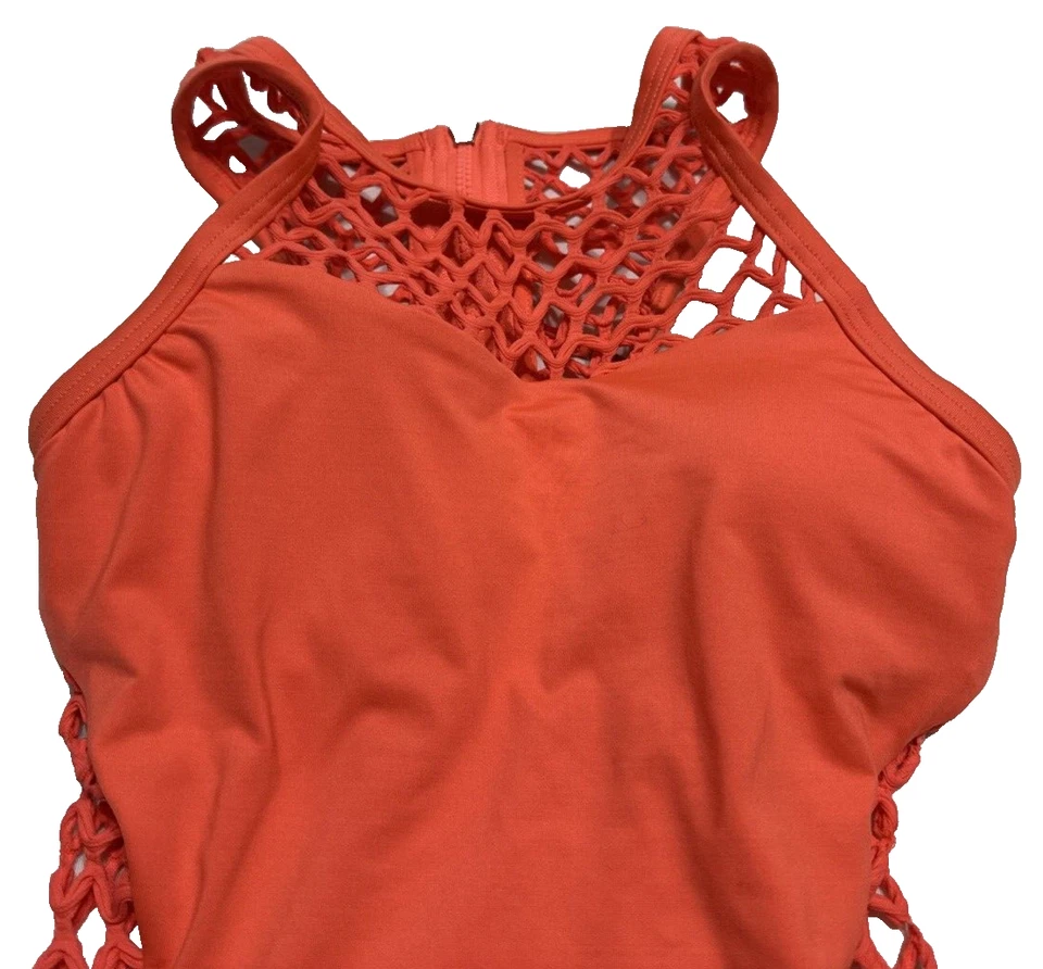 Traje de baño SeaFolly de una pieza traje de baño talla 8 naranja cremallera trasera malla nuevo con etiquetas Foto 2 de 4