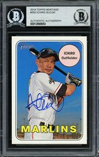 Ichiro Suzuki Autographed 2018 Topps Heritage Card #300 Miami Beckett 12668053