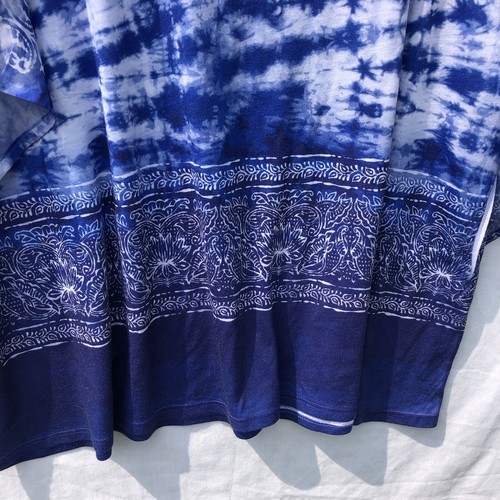 Blue White Tie Dye Knit Top Shirt Catherines Size 2X Rhinestones Flutter Sleeves - Picture 4 of 11