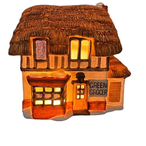 Department 56 Dickens Village Shops Of Dickens Village GREEN GROCER 1984 - Picture 2 of 11