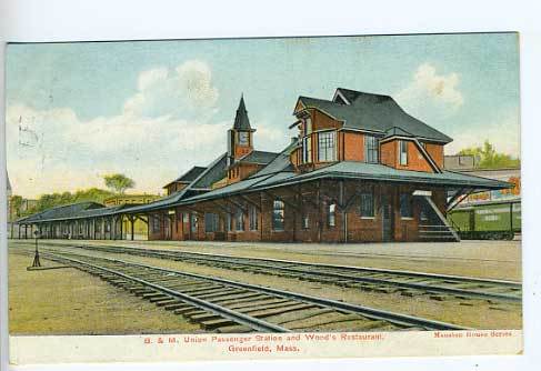 Greenfield MA Depot Train Railroad Station Postcard - Picture 1 of 1