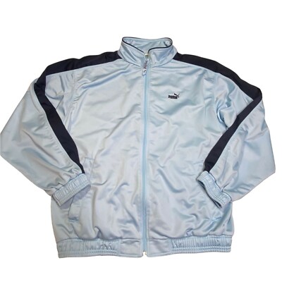 Puma Track Jacket Mens Small Vintage Y2K Full Zip Blue Navy Color Block