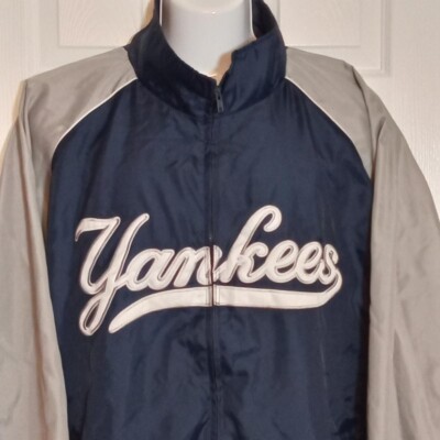 Vintage Majestic NY Yankees Blue Spell Out Wind Breaker Jacket XXL