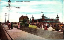 Victoria Pier Blackpool England Street View Trolley South Shore UNP VNG Postcard