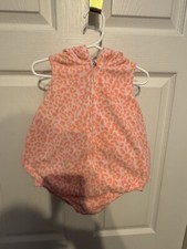 Carters Pink Leopard Kitty Cat Plush Costume Bodysuit Baby Infant Size 12 Months