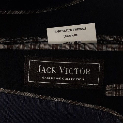 JACK VICTOR Size US 54 R 365 Super 120s Wool Elastane Gray Navy Suit Dual Vents - Picture 4 of 17