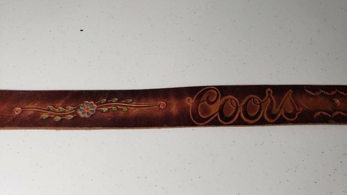 Cintura in pelle, donna, lunga 34", vintage, made in Mexico, primi anni 70, fiori - Foto 4 di 7