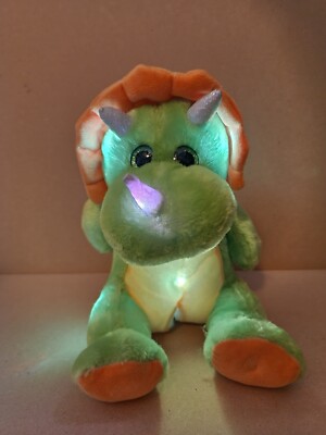 RMS International Triceratops Plush Green Color Changing Glittery Eyes
