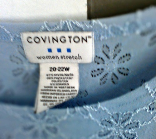 Covington Womens Size 20/22w Ice Blue Stretchy Blouse with cutouts - Picture 6 of 6