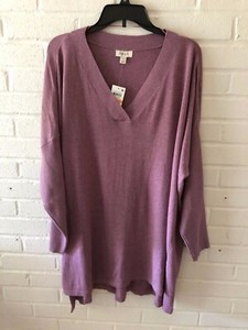 New-Style-amp-Co-Woman-039-s-V-Neck-Hi-Lo-Knit-Sweater-Top-Mauve-Plus-G33
