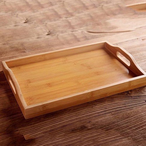 Bamboo Wooden Serving Tray with Handles Great for Dinner Trays, Tea Tray - Picture 6 of 8