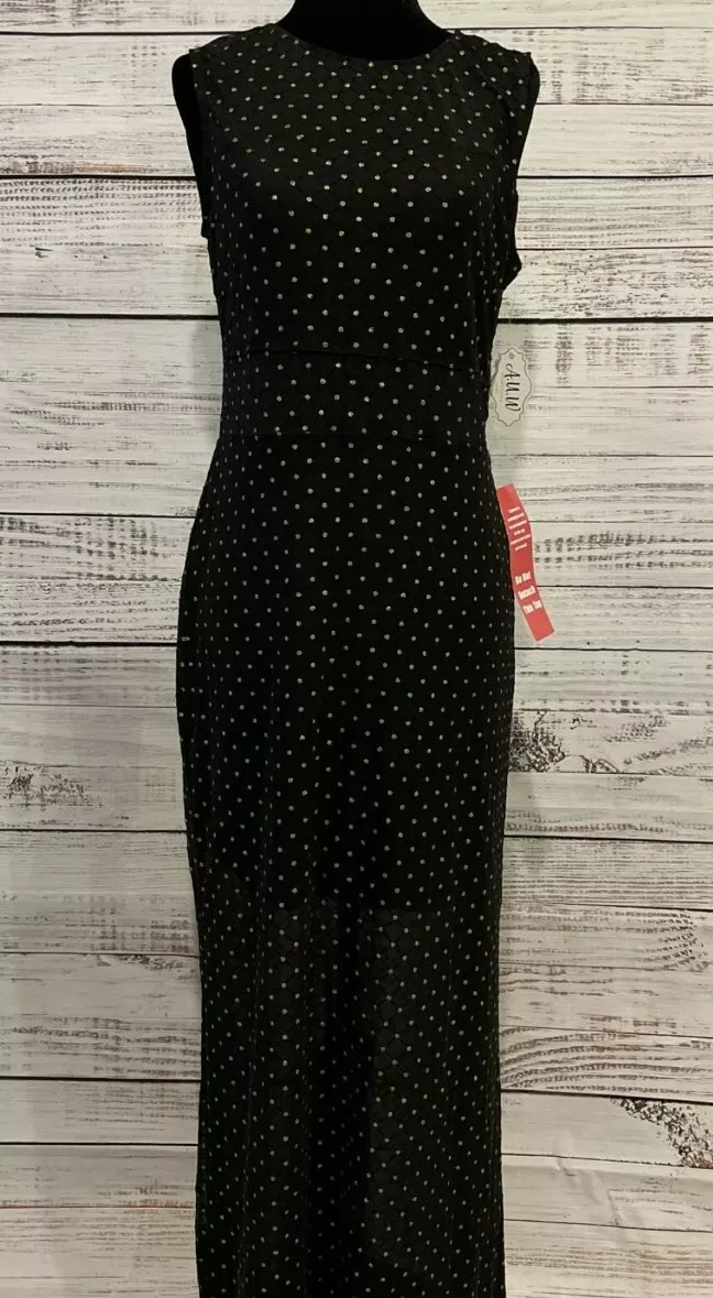 Polka dot mesh maxi dress outlet