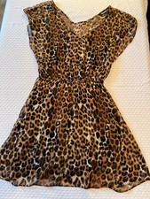 Express dress cheetah animal print with attached black slip lightweight size sm
