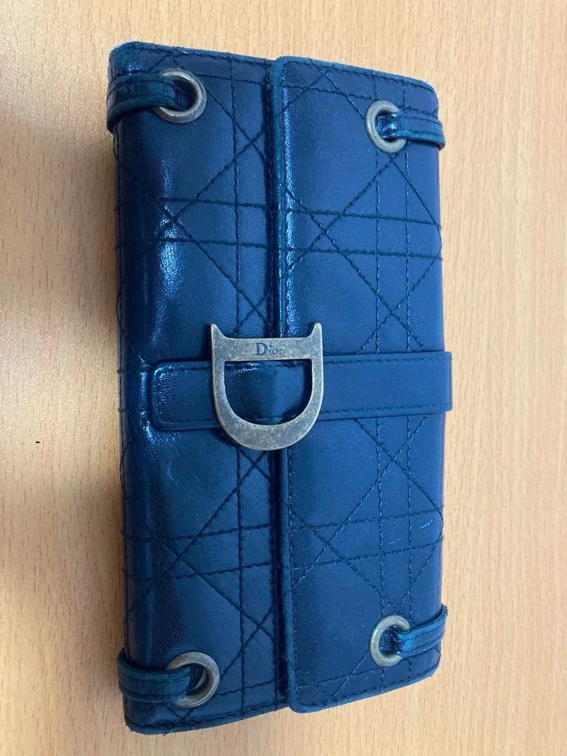 Portefeuille long Christian Dior CD cuir bleu marine C254