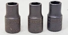 New Proto J4708b , 1/4" Standard Socket, 1/4" Drive 6 Point Black Oxide Lot of 3