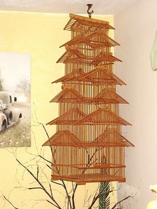 vintage 7 tiered bamboo pagoda birdcage