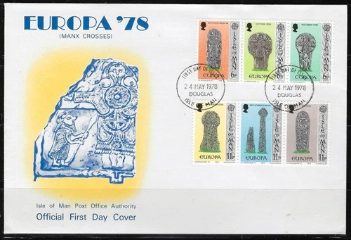 1¢ WONDER'S ~ ISLE OF MAN FDC EUROPA 78 MANX CROSSED 1978 C/S - F178