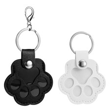 2pcs Dog Hair Keychain, Leather Pet Memorial Key Chain Cute Pet Black, White