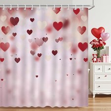 Valentines Day Shower Curtain Pink Red Love Hearts Bathroom Shower Curtain