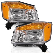 For 2004-2015 Nissan Titan/2005-2007 Nissan Armada Chrome Headlights Assembly