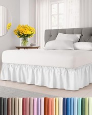 Wrap Around Dust Ruffle Bed Skirt - White - for Full Size Beds with 15 Inch Drop