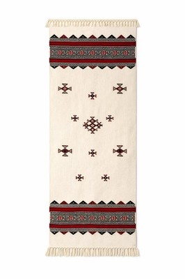 Vintage Moroccan Berber Handwoven Textile Table Runner 83x33 Red Black Cream