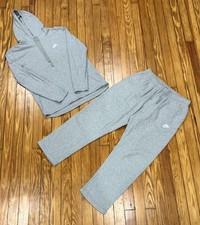 Nike Sportswear Club Fleece Gray Hoodie  Sweat Pants Set Size Large Sweatsuit
