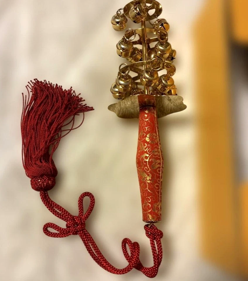 Japanese Kagura Suzu Sanbaso 15 Bell Shrine Ritual Bell Miko Dance w/Wood Box - Image 1 of 4