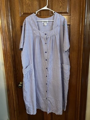 Anthony Richard s 2X Purple Gingham Button Front Short Sleeve Robe
