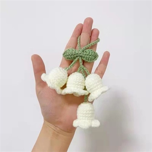 Handmade Knitted Flower Keychain Lovely Bag Pendant Creative Orchid Keychain - Picture 6 of 18