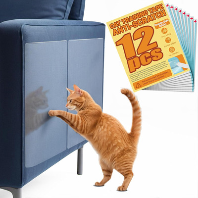 12 Pack Cat Furniture Protectors Clear Vinyl Adhesive Scratch Guards For Sofa
