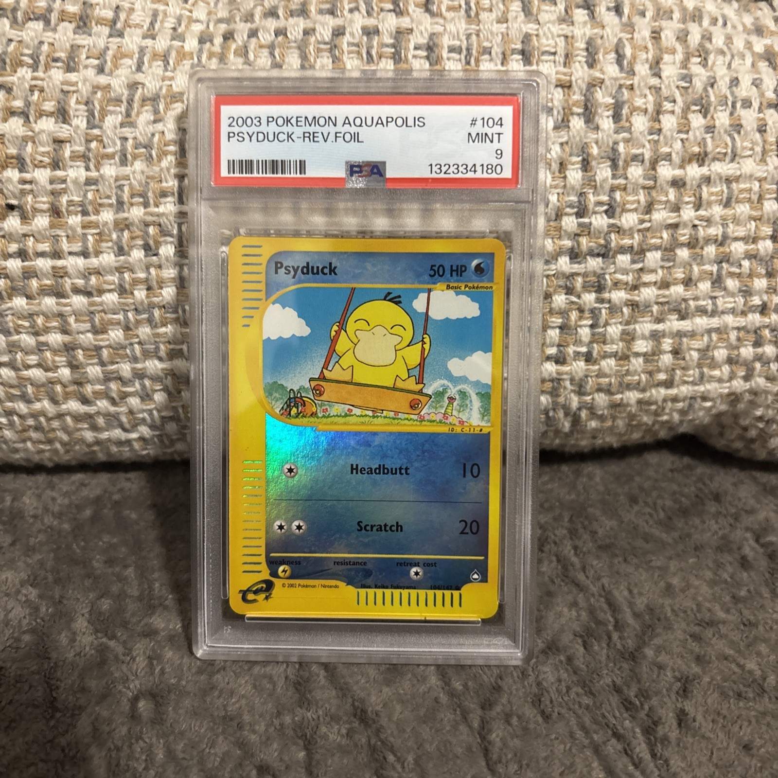 Pokemon Psyduck Aquapolis Reverse Holo #104 PSA 9 Mint LOW POP 32 NEWEST CERT