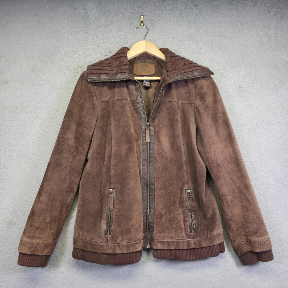 Chaqueta de gamuza para mujer L marrón tejido ribete vaquera occidental rústica granero ropa exterior de invierno Foto 3 de 4