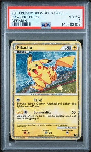 2010 POKEMON WORLD COLL GERMAN PIKACHU-HOLO PSA 4