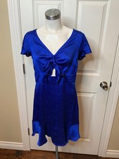 Michael Kors Royal Blue Jacquard Cutout Tie-Front Dress NWT $165, Size 4