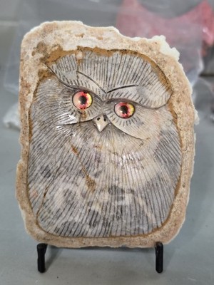 Natural Crystal Cluster Owl carving
