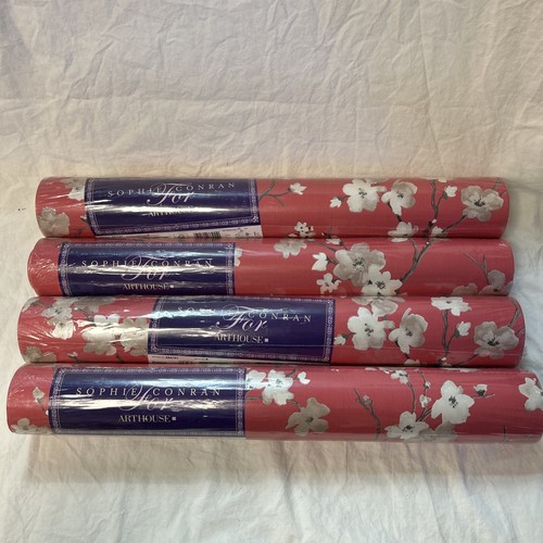 Sophie Conran Arthouse Wallpaper - 4 x Sealed 'Blossom Soft Red' Pattern 664101