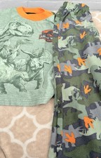 Jurassic World Boys Size 6 Pajamas Long Sleeve Set Green Orange Dinosaurs Soft
