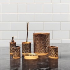 10"H Golden Black Moroccan-Inspired Filigree Bathroom Accessories Set