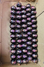 5 Strands 16mm Wedding Cake Beads Black, Handmade Glass Beads for jewelry make