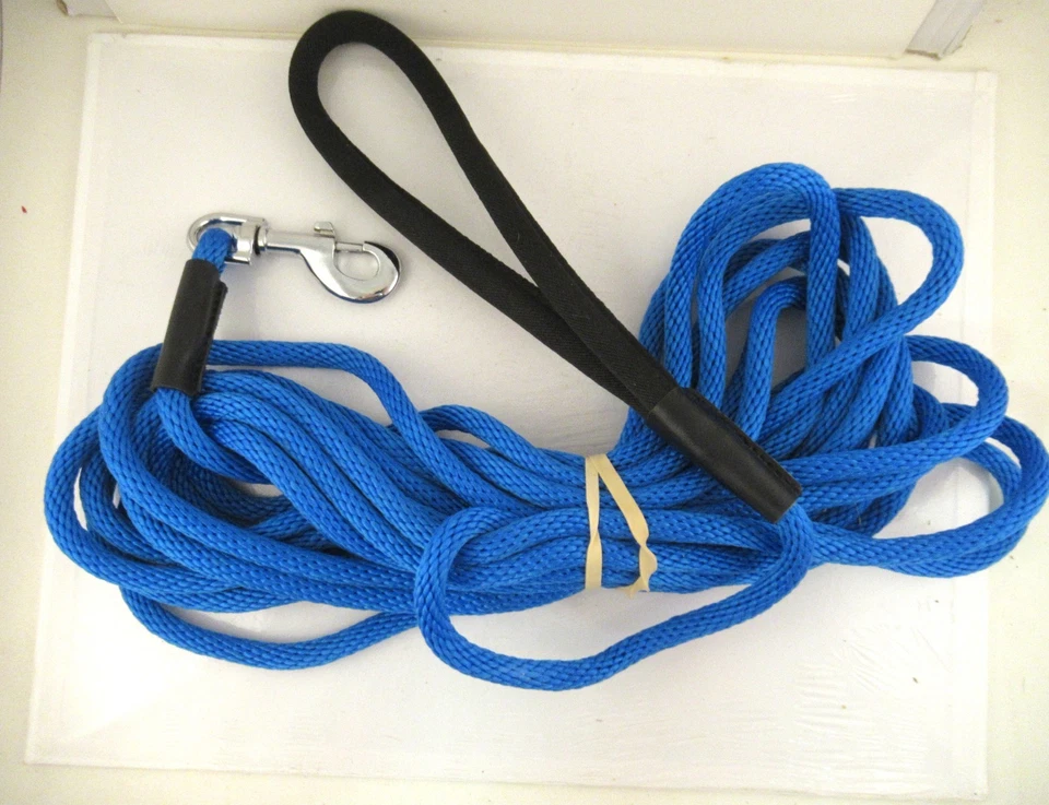 29 Fuß Hunde-/Pferdeleine, Stahlschnapper, Ledergriff, 1/4" Nylon geflochten - Bild 1 von 1